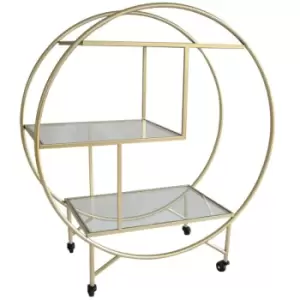 Bar Cart Serving Trolley Halo Drinks Table On Wheels Gold Storage - Gold