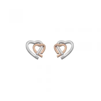 Hot Diamonds Silver & Rose Gold Plated Warm Heart Earrings DE532