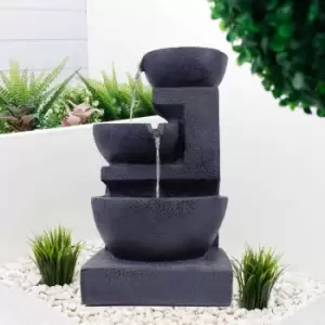 Streetwize Solar Powered Cascading Water Feature Black Ceramic