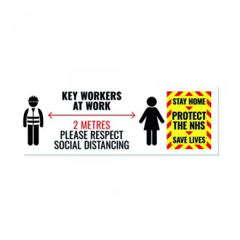 Social Distance Key Worker Sticker 450mm Pack of 5 Keyworkerstick01