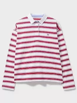 Crew Clothing Heritage Stripe Rugby Top - White, Size 12, Women