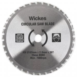Wickes 36 Teeth Universal Wood and Metal Circular Saw Blade 185 x 20mm