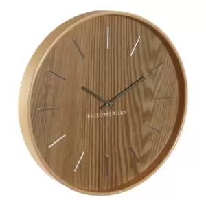 40cm Wooden Wall Clock with Silver Features