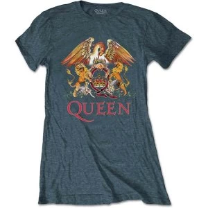 Queen - Classic Crest Womens Large T-Shirt - Heather