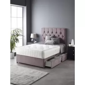 Catherine Lansfield Boutique Divan Bed with 4 Drawers and Ortho Pocket Mattress in Blush Pink - Double