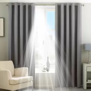 Twilight Thermal Blackout Eyelet Curtains Silver / 229 x 137cm
