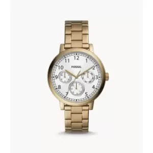 Fossil Mens Airlift Multifunction Antique Stainless Steel Watch - Gold