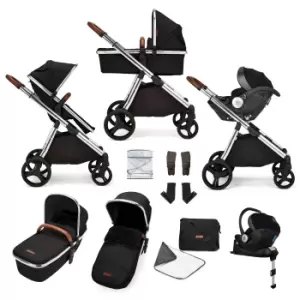 ickle bubba Eclipse Travel System with Mercury Car Seat and Isofix Base - Chrome / Jet Black / Tan