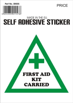 Outdoor Grade Vinyl Sticker White First Aid Kit On Board CASTLE PROMOTIONS V45