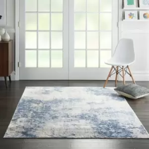 Nourison - Silky Textures SLY01 Ivory Blue 66cm x 229cm Runner - Blue and Ivory