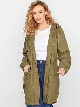 Long Tall Sally Washed Twill Parka - Green, Size 22-24, Women