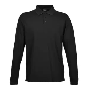 Tee Jays Mens Luxury Stretch Long Sleeve Polo Shirt (2XL) (Black)