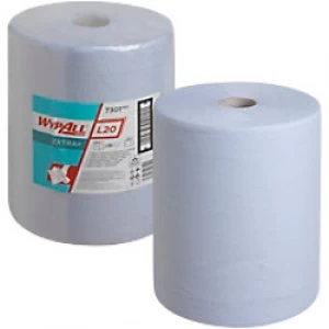 WYPALL Wiping Paper L20 Extra+ 2 Ply Rolled Blue 500 Sheets