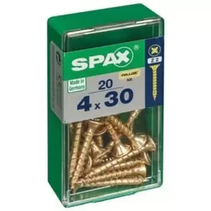 Spax Pz Flat Countersunk Steel Screw (Dia)4mm (L)30mm, Pack Of 20