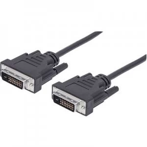 Manhattan DVI Cable 1.80 m screwable Black [1x DVI plug 25-pin - 1x DVI plug 25-pin]