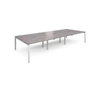 Adapt triple back to back desks 4200mm x 1600mm - white frame and grey oak top