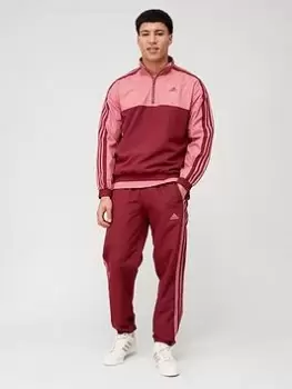 adidas Sportswear 1/4 Zip Woven Tracksuit - Brown, Red/Pink Size M Men