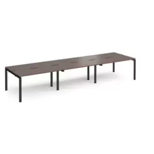 Bench Desk 6 Person Rectangular Desks 4200mm Walnut Tops With Black Frames 1200mm Depth Adapt