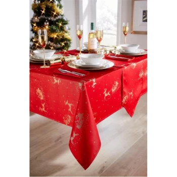 The Spirit Of Christmas Spirit of Christmas Sleigh Table Cloth - Red/Gold