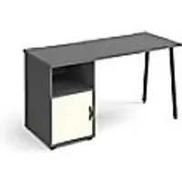 Rectangular A-frame Desk Onyx Grey, White Door Wood/Metal A-frame Legs Charcoal Sparta 1400 x 600 x 730mm
