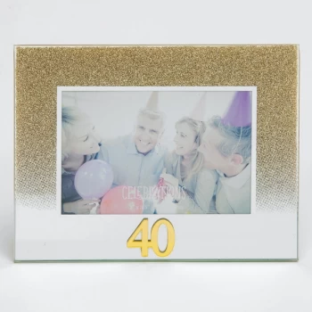 5" x 3.5" Gold Glitter Glass Birthday Frame - 40