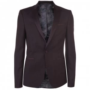 Label Lab Rashford Textured Dinner Suit Jacket - Burgundy
