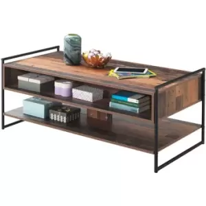 Abbey Coffee Table with 3 Drawers Rustic Industrial Oak Effect Living Room - Brown