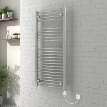 Vienna 1100 x 500mm Curved Chrome Electric Heated Thermostatic Towel Rail - please select - please select