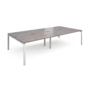 Adapt double back to back desks 3200mm x 1600mm - white frame and grey oak top