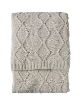 Gallery Chenille Knit Cable Throw - Cream