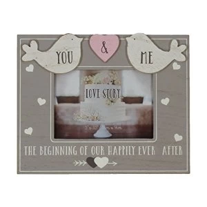 5" x 3.5" - Love Story Wooden Birds Photo Frame - You & Me