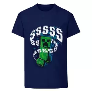 Minecraft Childrens/Kids Creeper T-Shirt (5-6 Years) (Navy)