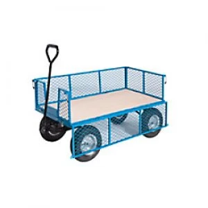 GPC Platform Truck with Reach Compliant Wheels and Mesh Side and Plywood Base Blue Capacity: 400L 4 Castors 600mm x 720mm x 1200mm