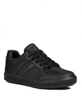 Geox Boys Arzach Lace Up School Shoe, Black, Size 1 Older