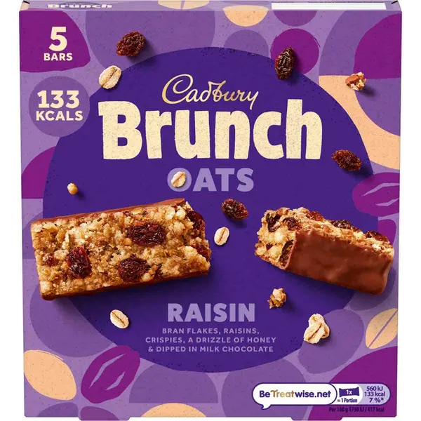Cadbury Gifts Direct Cadbury Brunch Oats Raisin Bars (Pack of 5) 4273934