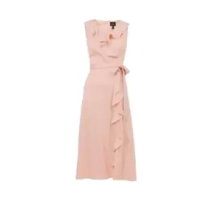 Adrianna Papell Satin Crepe Ruffle Wrap Dress - Pink