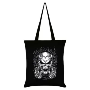Grindstore Devil Fire Skeleton Tote Bag (One Size) (Black/White)