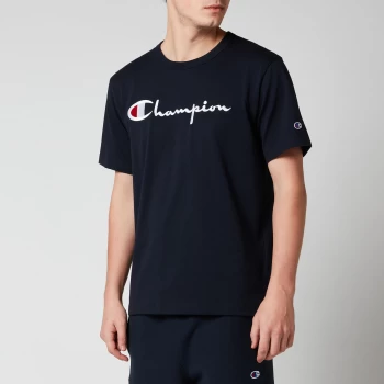Champion Mens Chest Script Logo T-Shirt - Navy - L