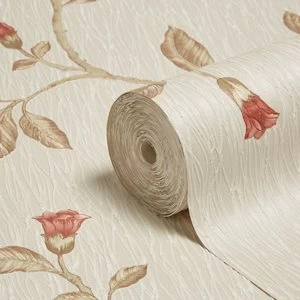 Holden Decor Lia Red Floral trail Smooth Wallpaper