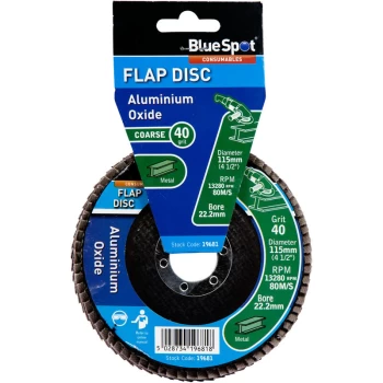 Bluespot - 19681 115mm (4.5') 40 Grit Aluminium Oxide Flap Disc