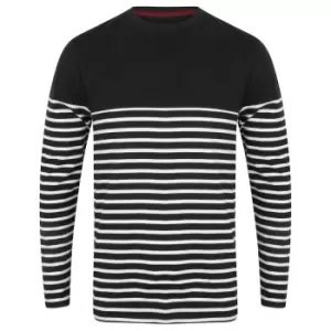Front Row Mens Long Sleeve Breton Stripe T-Shirt (L) (Navy/White)