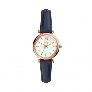 Fossil Carlie Mini Ladies Navy Leather Strap Watch
