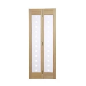 2 Panel Clear Pine Glazed Internal Bi Fold Door H1981mm W762mm