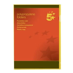 5 Star Folder Cut Flush Polypropylene Copy-safe Translucent A4 Yellow Pack 25