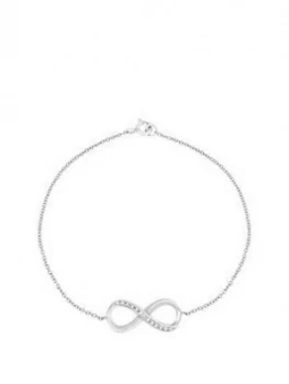 The Love Silver Collection Sterling Silver Cubic Zirconia Infinity Bracelet, One Colour, Women