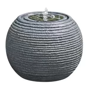 Solar-Powered Spherical Water Feature (H)30Cm Grey