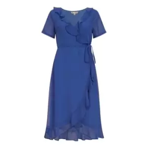 Yumi Blue Frill Wrap Dress - Blue