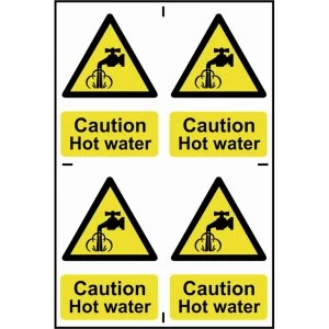 Scan Caution Hot Water Sign Pack of 4 100mm 150mm Standard