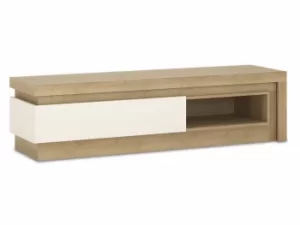 Furniture To Go Lyon White High Gloss and Riviera Oak 1 Drawer TV Cabinet Flat Packed