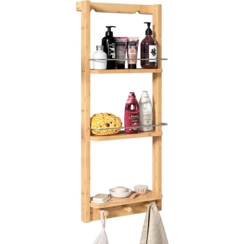 Casaria - Shower Shelf Bamboo Hanging Shelves Organizer Caddy 3 Tiers Storage 70x28,5x10 cm